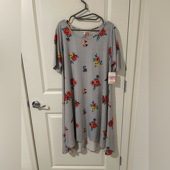 Floral Bird Striped Dress - Picture 1 of 6